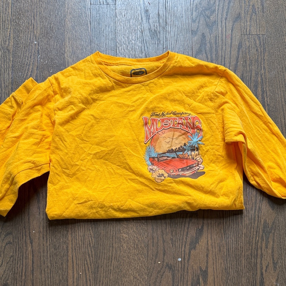 Ford Yellow Mustang Graphic Womans  Long Sleeve Shirt - Picture 3 of 5